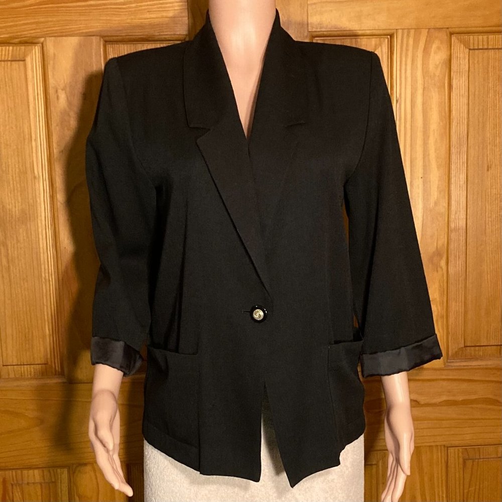 NWOT Jenny Buchanan Vintage 80s 90s Blazer Button Long Sleeve Black Size 12P